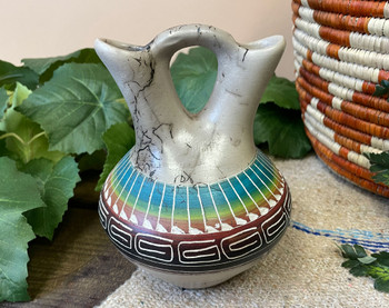 Navajo Rainbow Etched Horsehair Wedding Vase