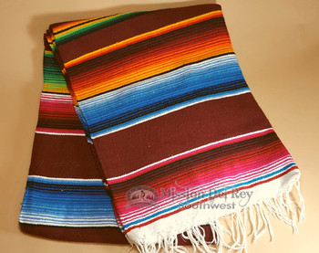 Southwest Mexican Serape Blanket 5'x7' -Burgundy