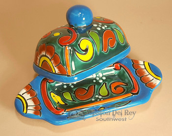 Talavera Hand Painted Butter Dish & Cover