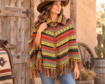 Knit Alpaca Collared Poncho