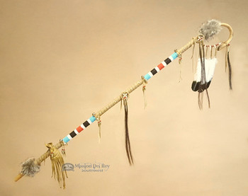 Tigua Indian Deer Skin Antler Talking Stick (ms175)