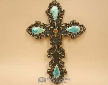 Southwest Metal Art Cross encrusted with Stones