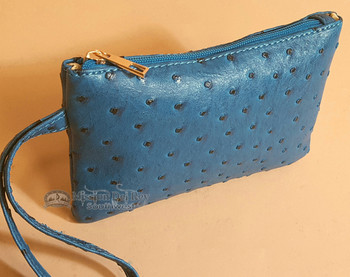 Southwestern Faux Leather Writlet Purse - Blue