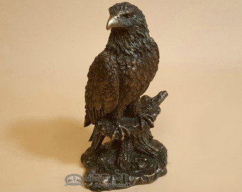 Bronze Rustic Western Statue 9" - Bald Eagle Perched on Tree