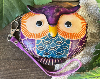 Tooled Leather Coin Purse -Owl