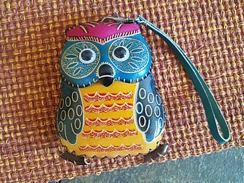 Tooled Leather Coin Purse - Blue Owl