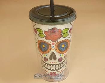 Day of The Dead Drink Tumbler 9" - Sugar Skull Day of The Dead Drink Tumbler 9" - Sugar Skull