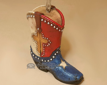 Western Style Christmas Ornament - Texas Cowboy Boot 4"