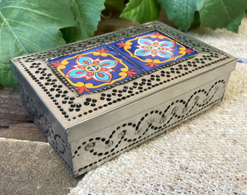 Mexican Tin & Talavera Jewelry Box