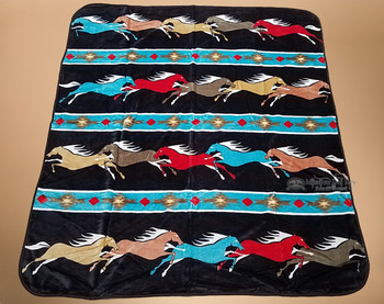 Luxury Plush Southwest Design Blanket -Horses