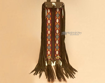 Tigua Pueblo Indian Buffalo Hide Pipe Bag 20"