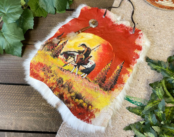 Hand Painted Rabbit Hide -End of Trail