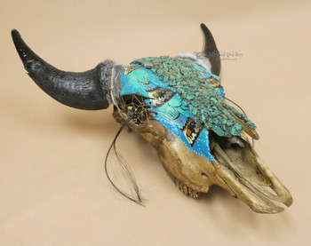 Buffalo Skull Wall Hanging -Turquoise