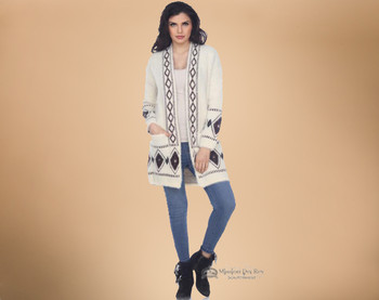 Southwest Design Cardigan -Soft Knitted Fabric