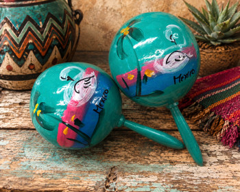 Hand Painted Mexican Gourd Rattles