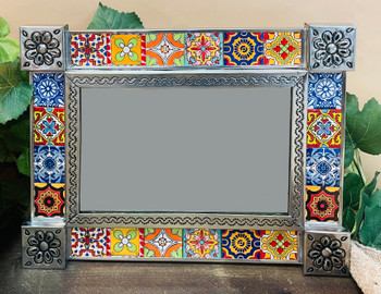 Punched Tin Talavera Tile Mirror