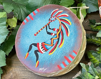 Tarahumara Indian Painted Drum -Kokopelli