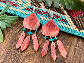 Native American Earrings -Zuni Feather