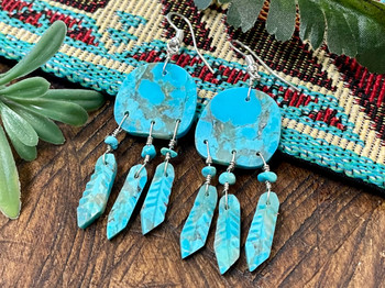 Native American Earrings -Zuni Feather