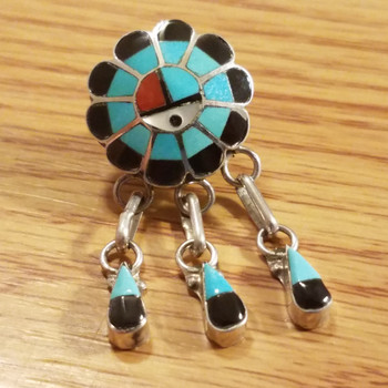 Native American Sterling Silver Lapel Pin -Sun Face