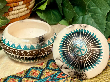 Native American Horse Hair Pottery Jewelry Box