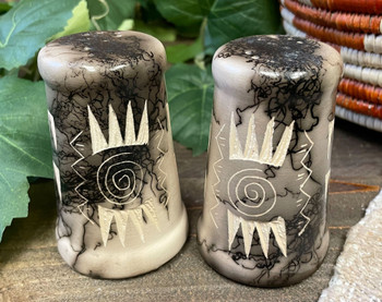 Native American Horse Hair Pottery Salt & Pepper Shakers