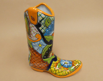 Hand Painted Western Talavera Boot