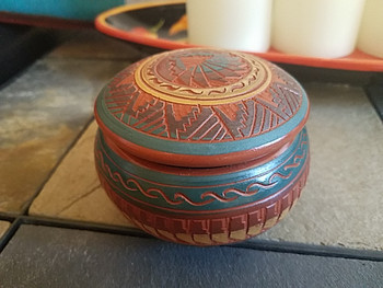 Navajo Etched Pottery Jewelry Box