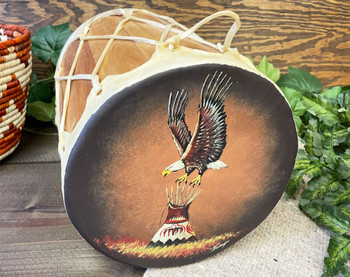 Tarahumara Indian Painted Drum -Village Eagle