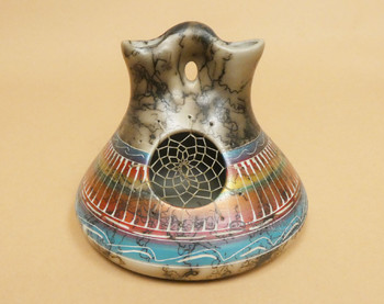 Etched Rainbow Horsehair Wedding Vase -Navajo