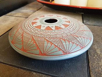 Native American Navajo Hand Etched Saucer Pot