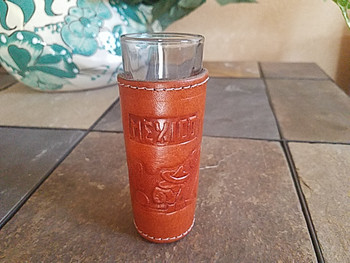 Leather Covered Western Shooter Shot Glass -Mexico