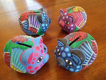 Assorted Mexican Hand Painted Clay Piggy Banks