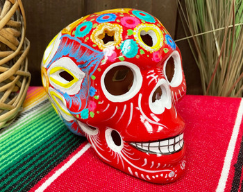 Hand Painted Day of the Dead Lantern Skull