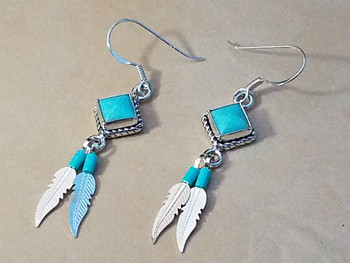 Southwest Sterling Silver Feather Earrings