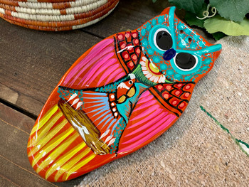 Hand Painted Ceramic Spoon Rest Owl
