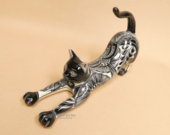 Rustic Talavera Stretching Cat