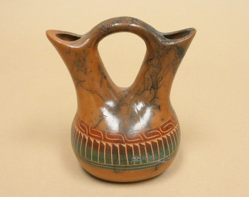 Navajo Etched Horse Hair Pottery Wedding Vase