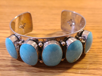 Southwest Navajo Silver & Turquoise Cuff Bracelet