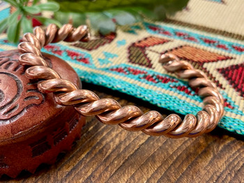 Navajo Indian Twisted Copper Cuff Bracelet