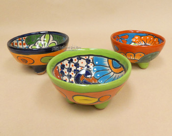 Hand Painted Mexican Talavera Footed Bowls