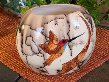 Etched Horse Hair Pillow Vase -Humming Bird