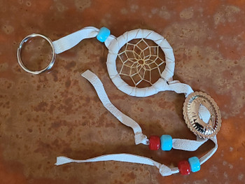 Navajo Concho Dreamcatcher Key Chain -White