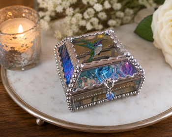 Stained Glass Jewelry Box -Humming Bird