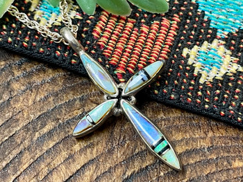Native American Silver Cross Necklace 20"