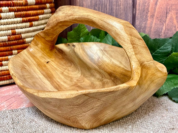 Rustic Hand Carved Tree Root Basket