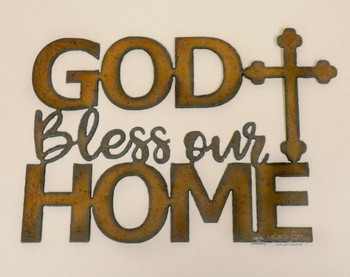 God Bless Our Home Metal Art Sign