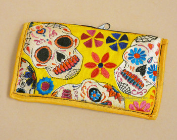 Embroidered Glasses Carrying Pouch -Skulls