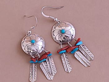 Native American Navajo Handcrafted Silver Earrings