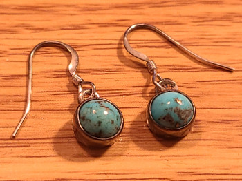 Native American Navajo Handcrafted Silver & Turquoise Earrings 